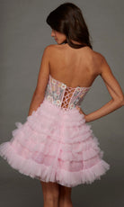 Alyce Paris 30105 - Floral Illusion Corset Ruffle Cocktail Dress
