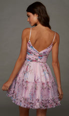 Alyce Paris 30108 - Ruched Bodice Floral Print Mini Dress