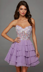 Alyce Paris 30109 - Floral Top Tiered A-Line Short Dress