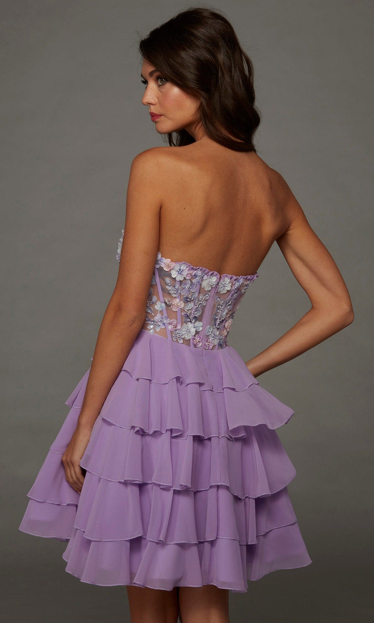 Alyce Paris 30109 - Floral Top Tiered A-Line Short Dress