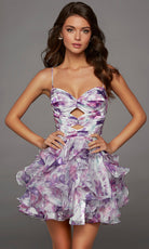 Alyce Paris 30116 - Ruffle Mini A-Line Dress with Cutouts