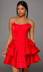 Alyce Paris 30123 - Scoop Neck Ruffle Short Dress