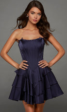 Alyce Paris 30123 - Scoop Neck Ruffle Short Dress