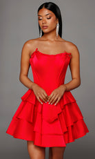 Alyce Paris 30123 - Scoop Neck Ruffle Short Dress