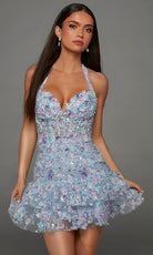 Alyce Paris 30128 - Floral Ornate Halter Neckline Cocktail Dress