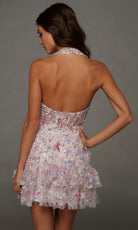 Alyce Paris 30128 - Floral Ornate Halter Neckline Cocktail Dress