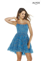 Alyce Paris 3069 - Scoop Neck Lace-Up Cocktail Dress - designer cocktail dress at Silhouette Dresses