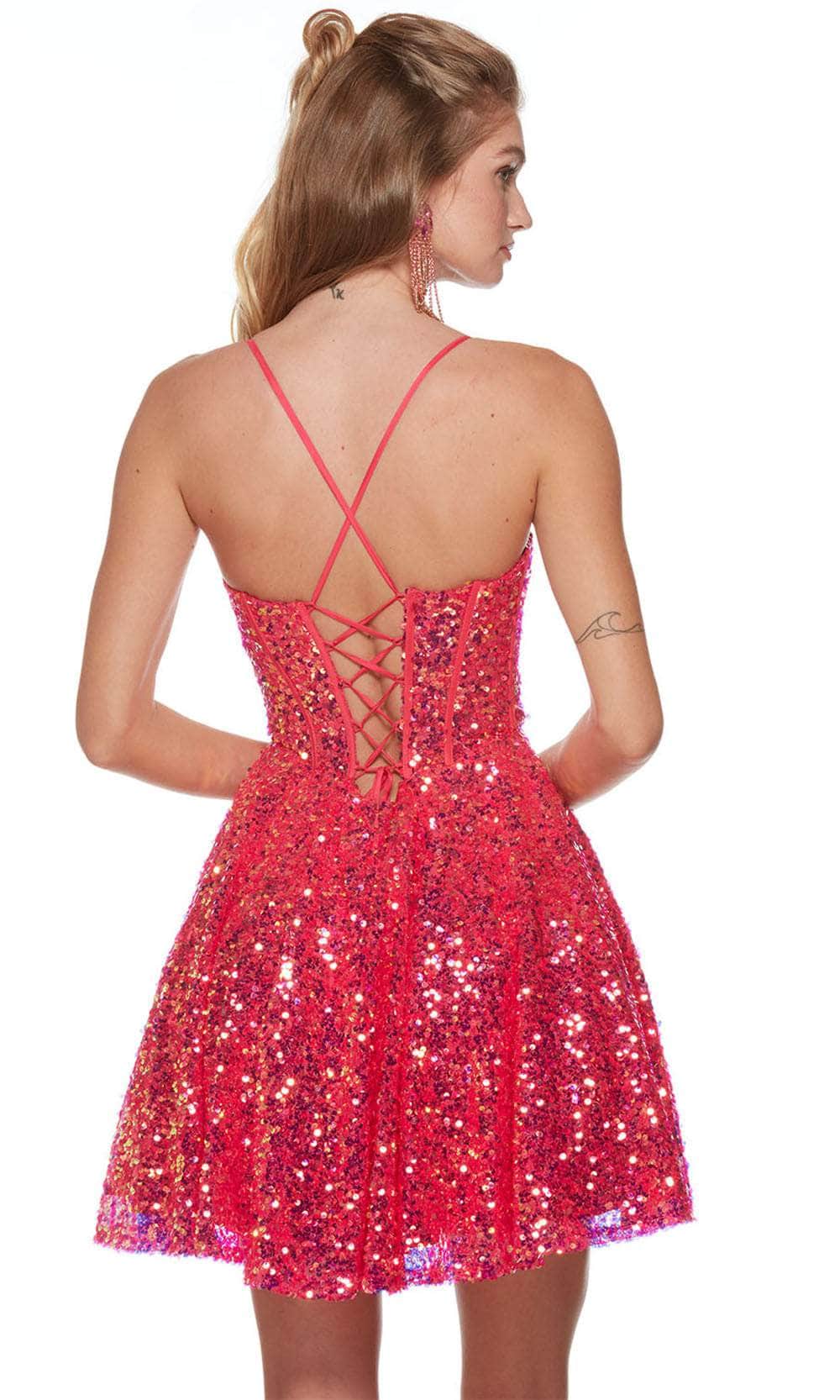 Alyce Paris 3123 - Sequin Corset A-Line Homecoming Dress - back view