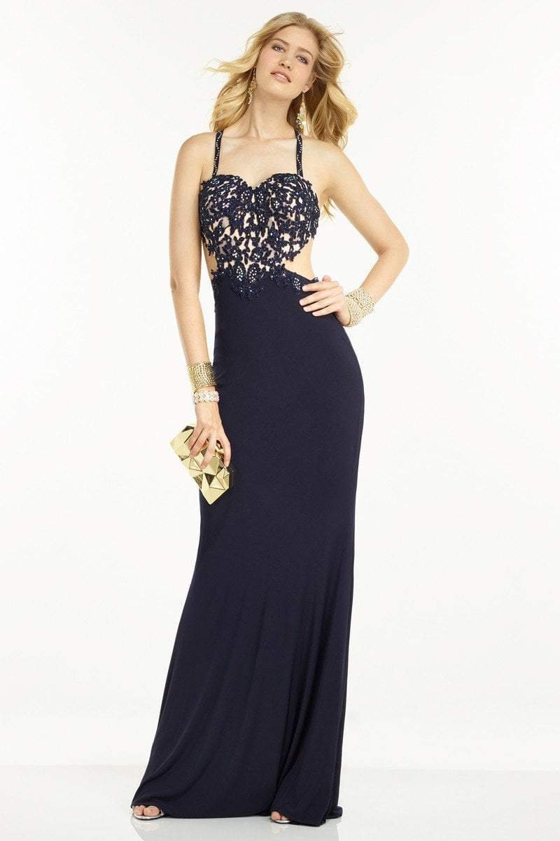 Alyce Paris - 35760 Embroidered Lace Sweetheart Bodice Strappy Sexy Back Evening Gown - designer prom dress at Silhouette Dre