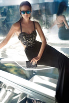 Alyce Paris - 35760 Embroidered Lace Sweetheart Bodice Strappy Sexy Back Evening Gown - back view