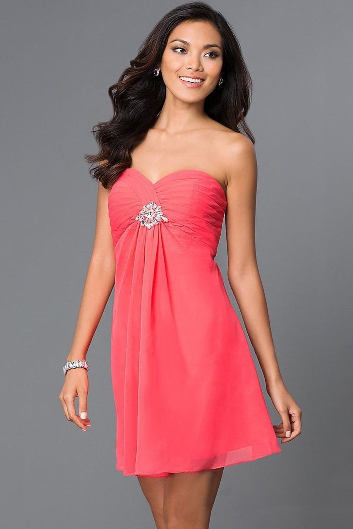 Alyce Paris - Strapless Pleated Empire Cocktail Dress 3676