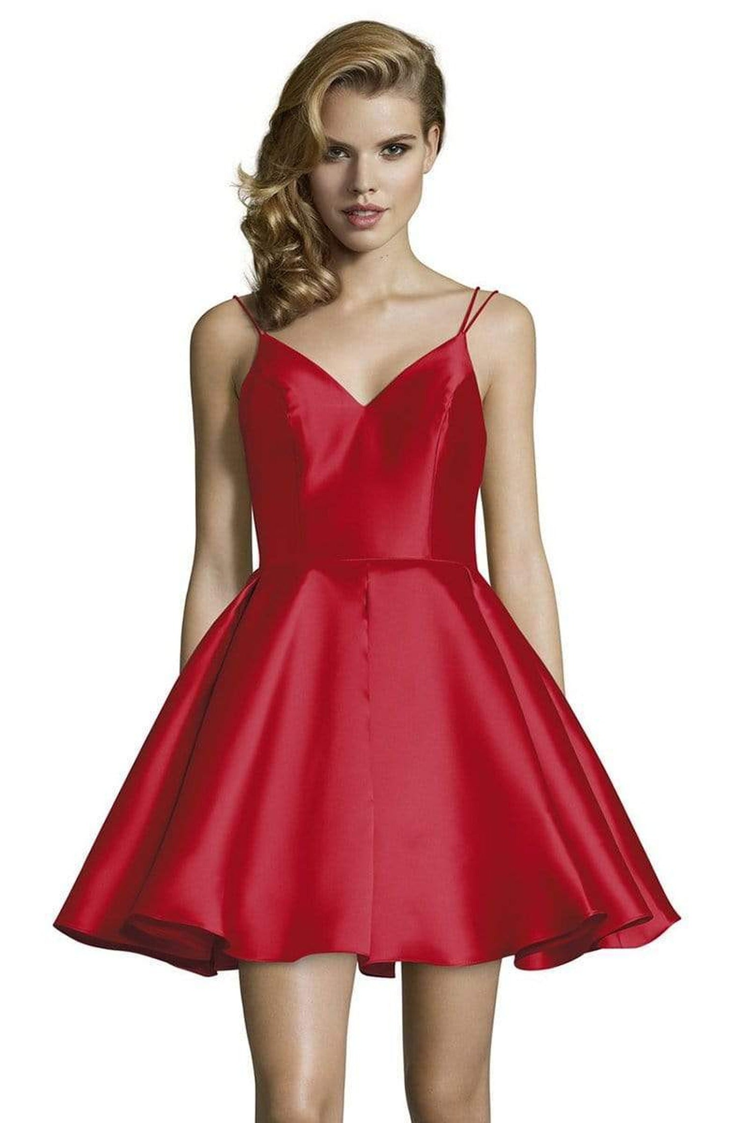 Alyce Paris - 3764 V Neckline Mikado Fit and Flare Cocktail Dress