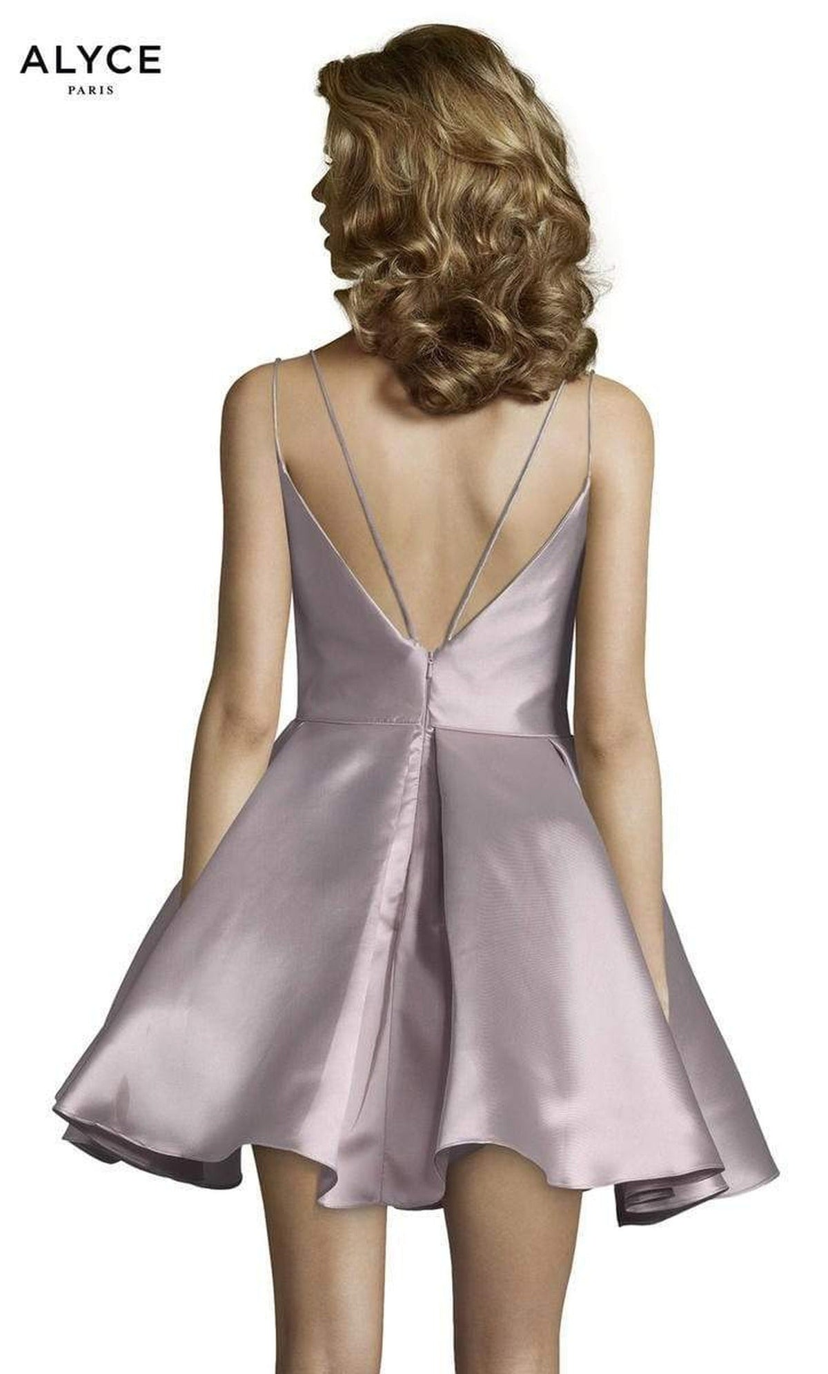 Alyce Paris - 3764 V Neckline Mikado Fit and Flare Cocktail Dress