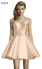 Alyce Paris - 3764 V Neckline Mikado Fit and Flare Cocktail Dress