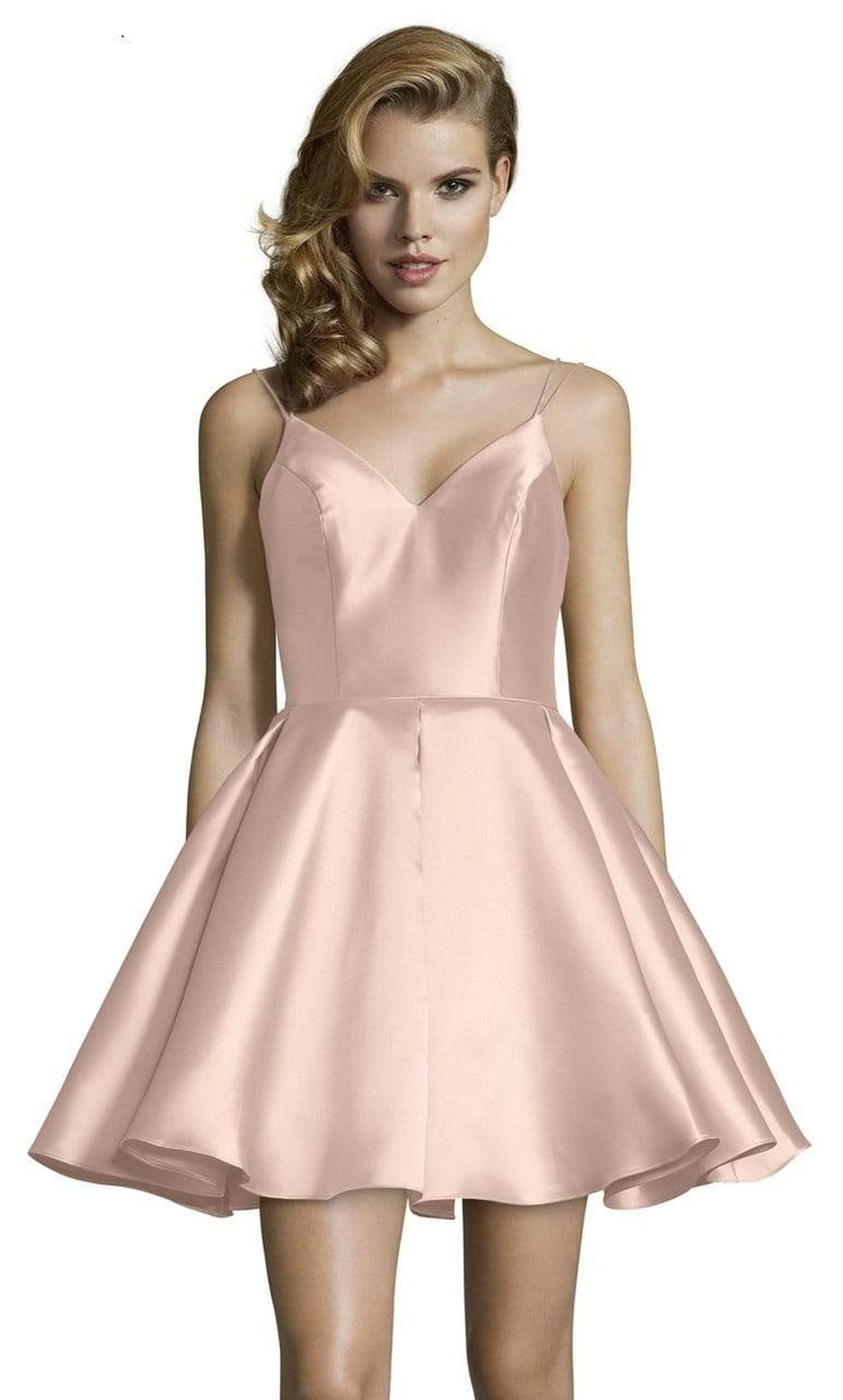 Alyce Paris - 3764 V Neckline Mikado Fit and Flare Cocktail Dress