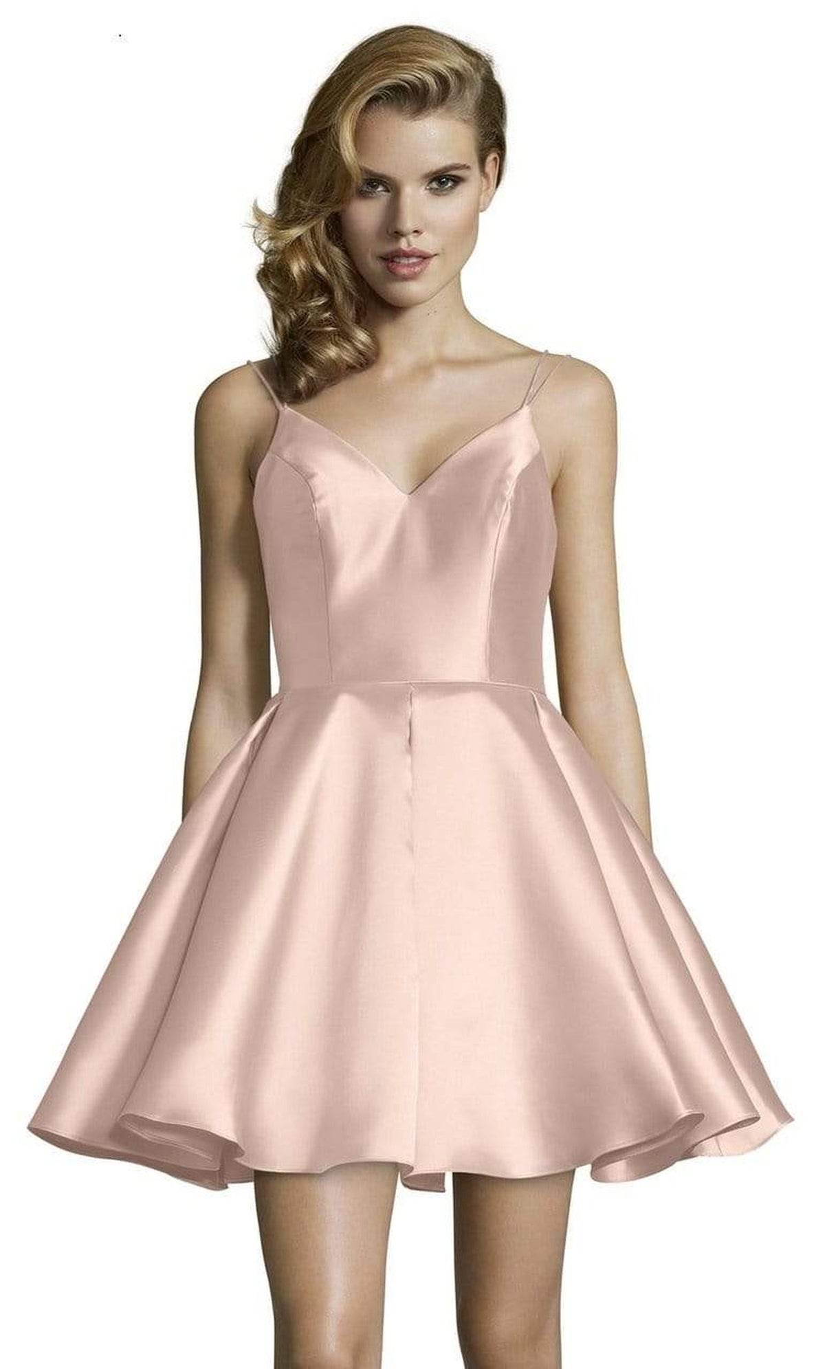 Alyce Paris - 3764 V Neckline Mikado Fit and Flare Cocktail Dress