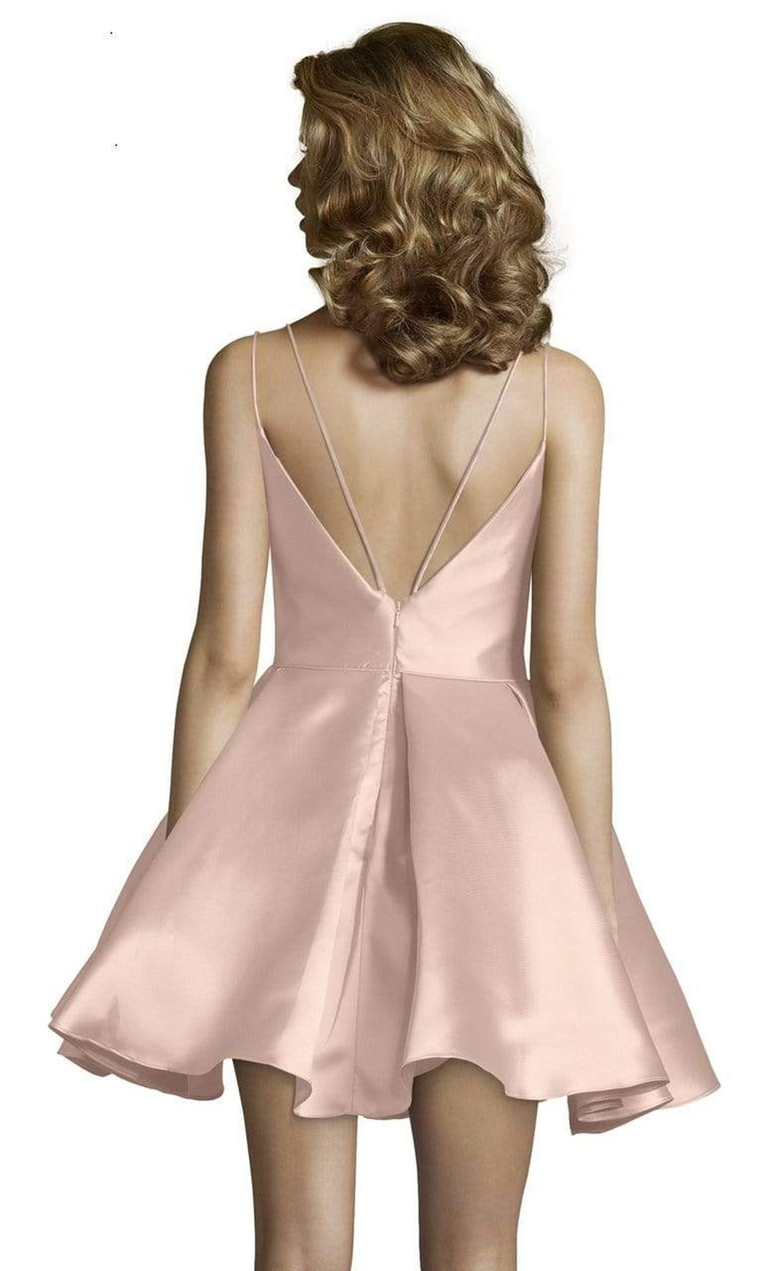 Alyce Paris - 3764 V Neckline Mikado Fit and Flare Cocktail Dress