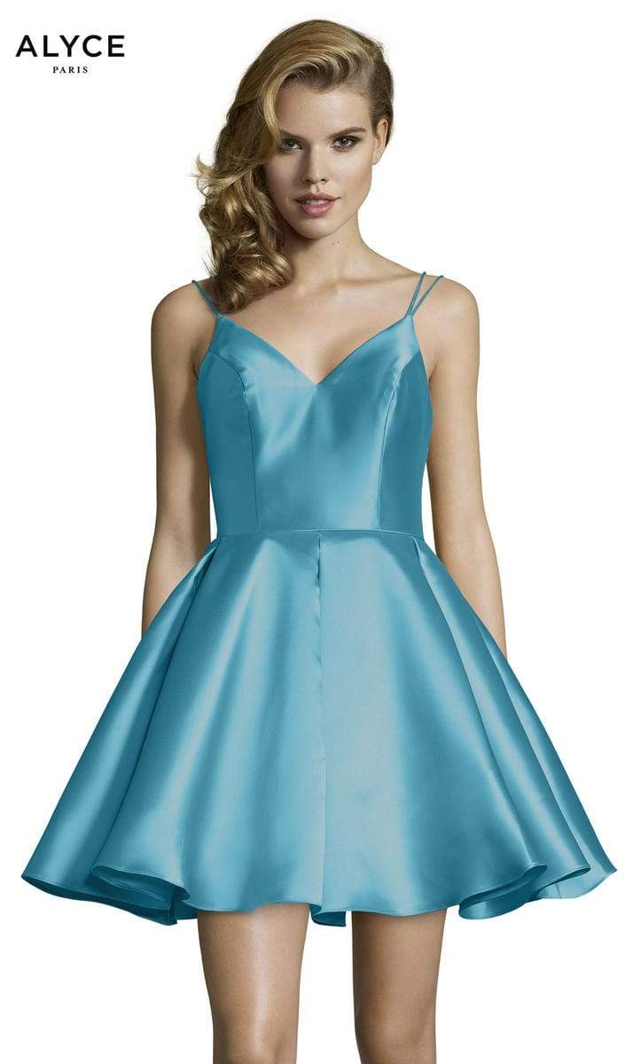 Alyce Paris - 3764 V Neckline Mikado Fit and Flare Cocktail Dress - view 13