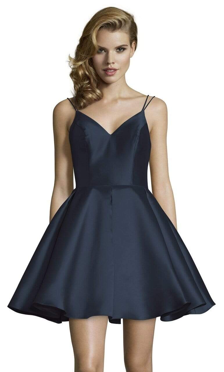 Alyce Paris - 3764 V Neckline Mikado Fit and Flare Cocktail Dress - view 8
