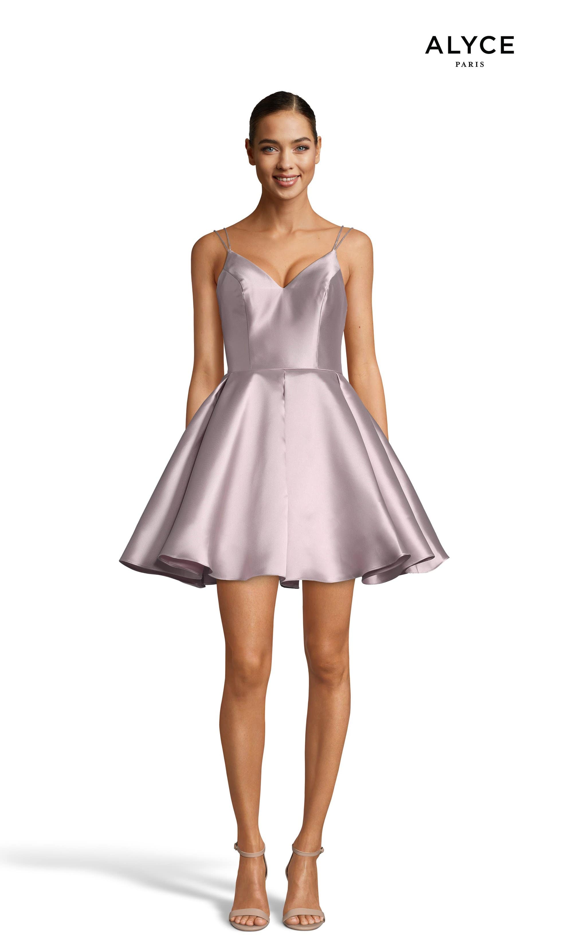 Alyce Paris - 3764 V Neckline Mikado Fit and Flare Cocktail Dress - view 12