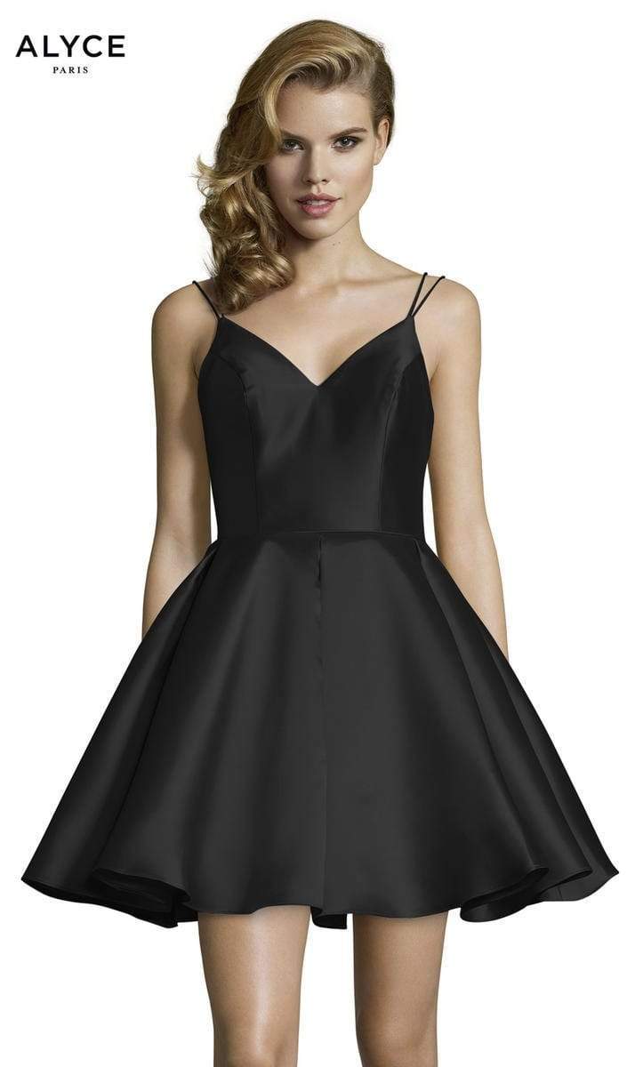 Alyce Paris - 3764 V Neckline Mikado Fit and Flare Cocktail Dress - view 15