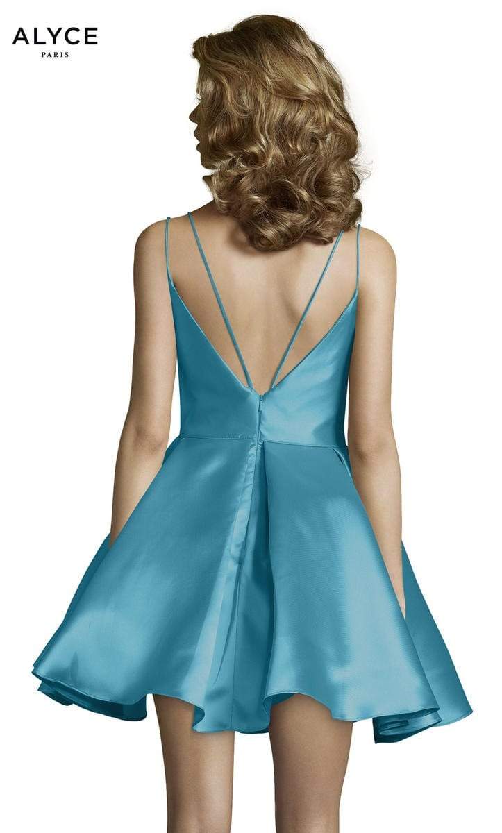 Alyce Paris - 3764 V Neckline Mikado Fit and Flare Cocktail Dress - view 14