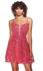 Alyce Paris 3768 - Sequined Adjustable Straps Cocktail Dress - designer homecoming dress at Silhouette Dresses