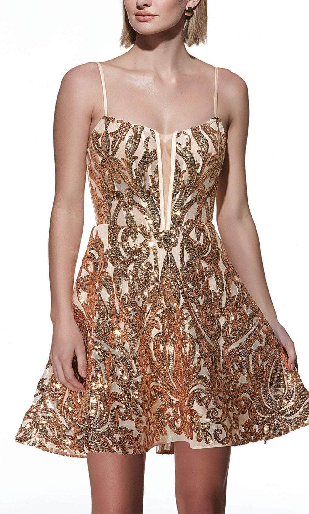 Alyce Paris 3768 - Sequined Adjustable Straps Cocktail Dress - back view