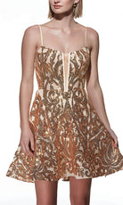 Alyce Paris 3768 - Sequined Adjustable Straps Cocktail Dress - back view