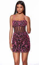 Alyce Paris 40093 - Crisscross Back Embellished Mini Dress