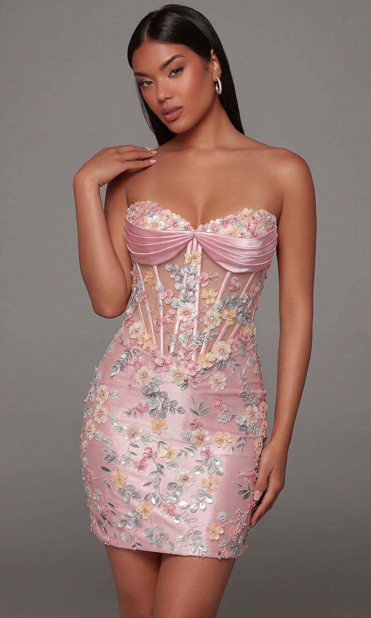 Alyce Paris 40139 - Floral Embellished Strapless Sweetheart Dress