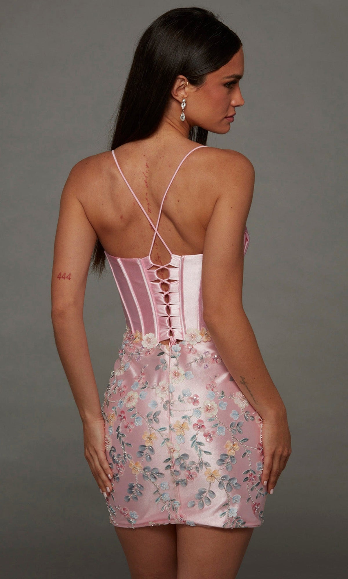 Alyce Paris 40140 - Floral Applique Spaghetti Strap Bodycon Dress