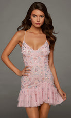 Alyce Paris 40148 - Ruffle Skirt Floral Embellished Cocktail Dress