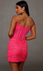 Alyce Paris 40150 - Linear Beaded Illusion Sheath Dress