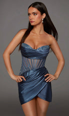 Alyce Paris 40161 - Illusion Corset Wrapped Sheath Dress