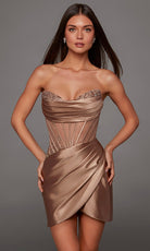 Alyce Paris 40161 - Illusion Corset Wrapped Sheath Dress