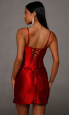 Alyce Paris 40163 - Zippered Slit Spaghetti Strap Satin Dress