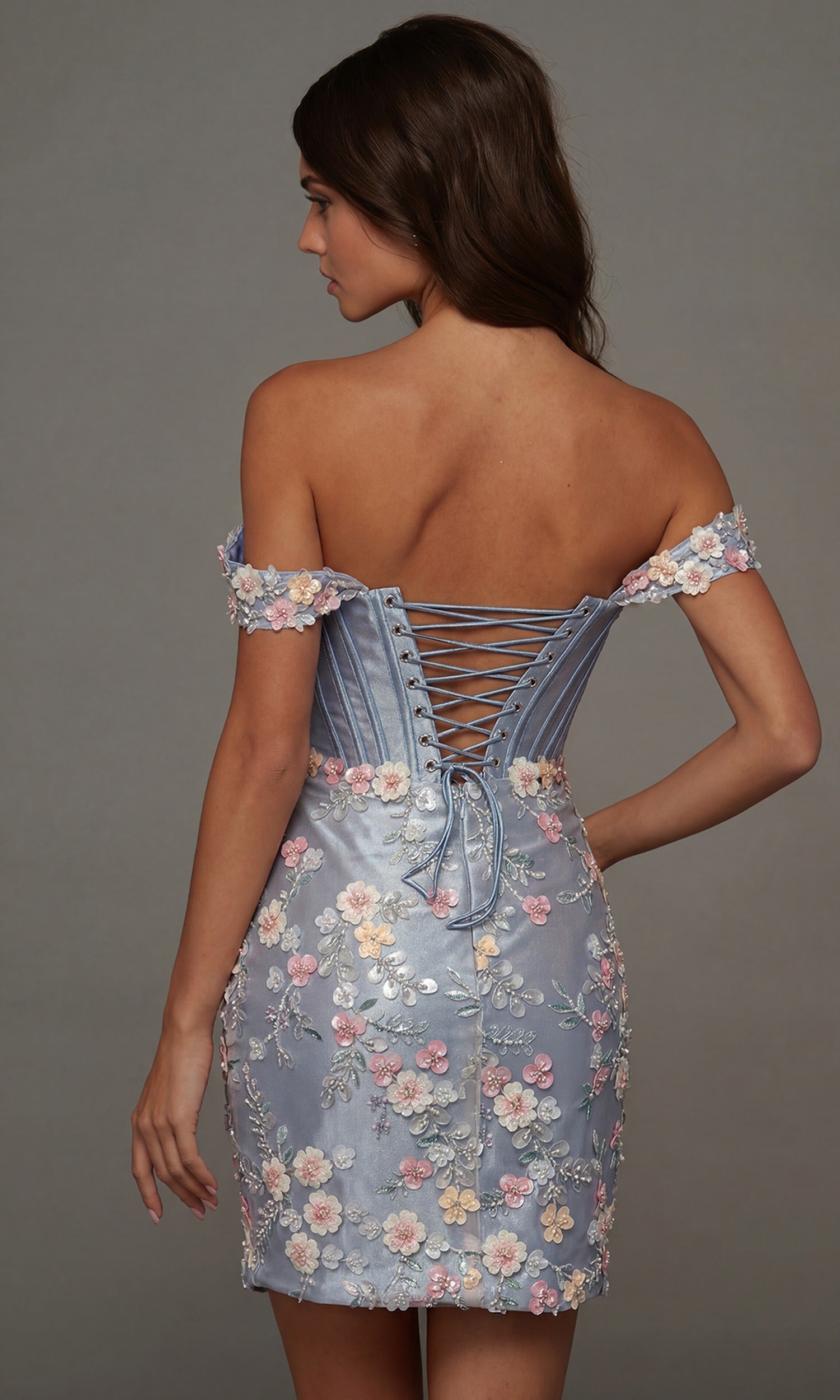 Alyce Paris 40175 - Off Shoulder Multicolor Floral Short Dress