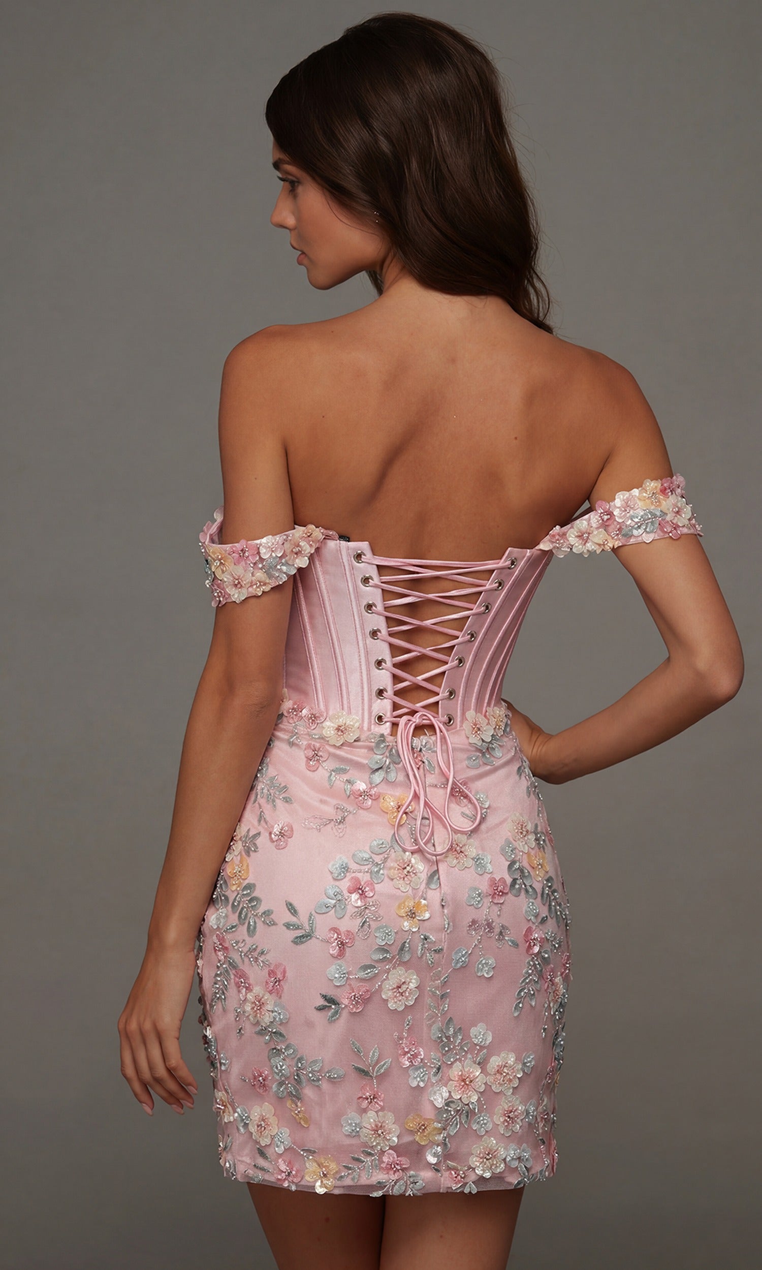 Alyce Paris 40175 - Off Shoulder Multicolor Floral Short Dress