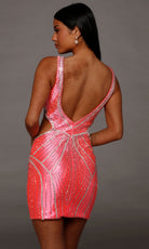 Alyce Paris 40176 - Geometric Beaded Plunging V-Neck Cocktail Dress