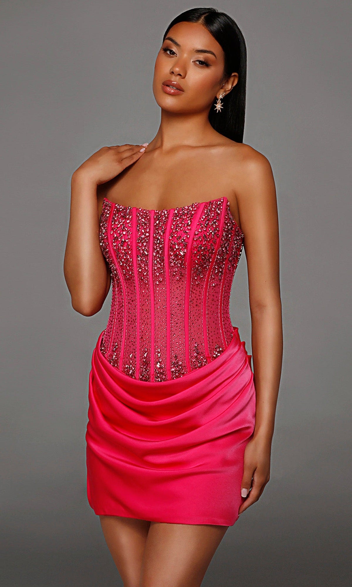 Alyce Paris 40186 - Scoop Neck Drop Waist Beaded Dress