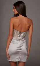 Alyce Paris 40193 - Crystal Corset Mini Sheath Dress with Slit