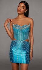 Alyce Paris 40211 - Side Cutout Beaded Strapless Dress