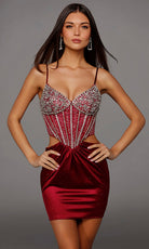 Alyce Paris 40218 - Cutout Waist Beaded Spaghetti Strap Dress