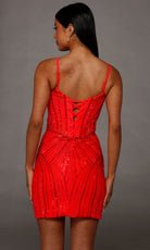 Alyce Paris 40220 - Stone Embellished Spaghetti Strap Mini Dress