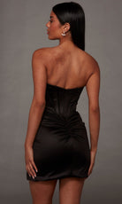 Alyce Paris 40236 - Scoop Neck Satin Mini Dress with Beaded Trim
