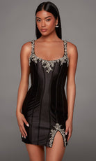 Alyce Paris 40243 - Embellished Scoop Satin Mini Dress