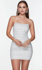 Alyce Paris 4570 - Beaded Ruched Sheath Cocktail Dress