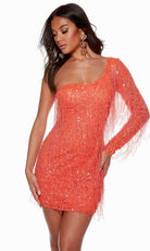 Alyce Paris 4646 - Fringed One Shoulder Homecoming Dress - view 4