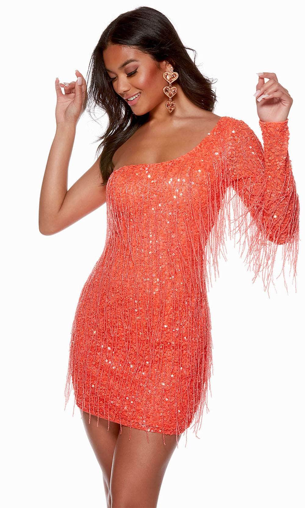 Alyce Paris 4646 - Fringed One Shoulder Homecoming Dress - view 6